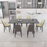 55.12-70.87" expandable rectangular dining table that can accommodate 4-6 people, equipped with 6 PU 95566565
