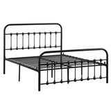 ZUN Single-Layer Curved Frame Bed Head and Foot Tube with Shell Decoration Queen Black Iron Bed 83008201