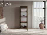 Frisco 1 Door Wardrobe 67" H with Mirror and Vertical Storage Design, Natural Oak B097P480462