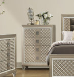 ZUN Glamorous Champagne Finish 1pc Chest of 4 Drawers Acrylic Feet Luxury Bedroom Furniture Beveled B011P172674