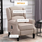 ZUN Dark Beige Recliner Chair. Wingback Single Sofa with Vibration Massage, Heat, Push Back 88569258