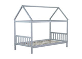 Twin House Bed with Headboard and Footboard, Twin Rubber Wood Bed with House Frame,Light Grey W504P225966