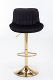Chrome Footrest and Base Swivel Height Adjustable Mechanical Lifting Velvet Golden Leg Simple Bar W124956165