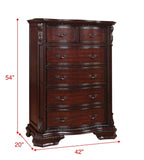 ZUN 1pc Traditional Formal Tall Chest Storage Drawers Decorative Drawer Pulls Solid Wood Bedroom B011P204071