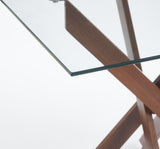 Dining Table with cross metal leg and tempered glass,Modern Space Saving Kitchen Table for Living W234P311867