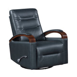 1pc Swivel Gliding Recliner Faux Leather Upholstered Solid Rubberwood Arms Luxurious Living Room B011P329243