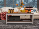 Rustic Farmhouse Coffee Table with Half-Open Storage, Square Rustic Wood Cocktail Table for Living 53645545