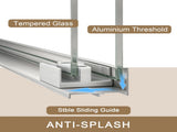 44-48" x 72" Tempered Glass with Explosion Proof Film, Aluminum Frame Double Sliding Shower Door, W1675P484411