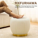 ZUN Storage Ottoman, Modern Round Floral Footrest with Soft Padded Seat, Teddy Velvet Footstool, Accent 74897424