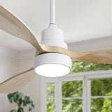 ZUN 48 Inch Indoor Wood Ceiling Fan With 3 Solid Wood Blades Remote Control Reversible DC Motor For W882P183837