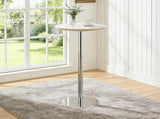 Rock slab circular tabletop non adjustable bar table, bar table with silver legs W1512P612957