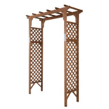 152*60*215cm Beautiful And Practical Flat-Topped Wooden Arch Garden Arch Dark Brown 50147536