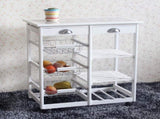 Kitchen & Dining Room Cart 2-Drawer 3-Basket 3-Shelf Storage Rack with Rolling Wheels 81068821