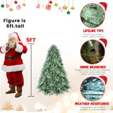 Artificial 5ft Blue green Tint Christmas Tree with 1194 PE/PVC Mixed Branch Tips, memory wireiron 70600578