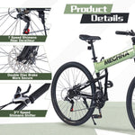 ZUN 29" Folding Mountain Bike ,Suspension Fork,Aluminium Alloy Frame 21Speed Mountain Bike W1019P188230