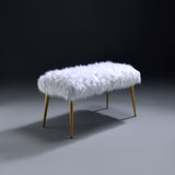 White and Gold Bench with Straight Legs B062P189115