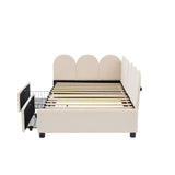 Twin size Upholstered Daybed with 2 Drawers, Velvet Sofabed with Soft Fabric Headboard, No N733P194900A