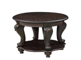 22'' Two Tone Round End Table,Solid Wood Sofa Side Table with Shelf,Living Room Corner Table Easy 04247644