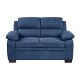 Comfortable Plush Seating Loveseat 1pc Modern Blue Textured Fabric Channel Tufting Solid Wood Frame B011133628