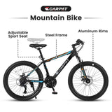 ZUN S26102 26 Inch Mountain Bike, Shimano 21 Speeds with Mechanical Disc Brakes, High-Carbon Steel W1856P227859