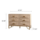6 Drawers Dresser, Modern Dressers & Chests of Drawers, TV Stand,Light Wood Dresser for W3158P307447