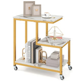 3-layer White edge table with wheels 06370740