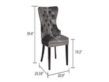 Erica 2 Piece Wood Legs Dinning Chair Finish with Velvet Fabric in Dark Gray 808857749369