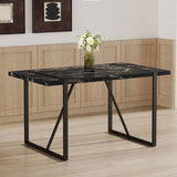 Industrial rectangular MDF black dining table for 4-6 people with 1.5 inch thick MDF top and black W1151P185154