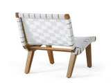 Outdoor Acacia Wood and Rope Weave 3 Piece Chat Set, White and Teak 33691109
