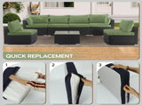 Cushion Covers for 7 Pcs Wicker Rattan Sectional Sofa, 14Pack Cushion Slipcovers Set W419P460549