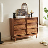 ZUN 6 Drawer Double Dresser Features Vintage-style and Bevel Design 37854788