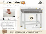 24 Inch Saddle Bar Stool Set of 2 PU Leather Counter Stools with Steel Frame and Footrest, Gray 60001558