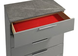 Elara Chest Two-Tone High-Gloss Marble & Lacquer Finish with Spacious Drawers and Metal-Finished G150108689