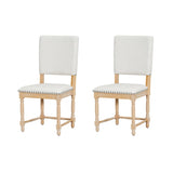 TOPMAX Vintage Traditional 2-Piece Upholstered Dining Chairs with Padded Backs, Natural N717P170411A