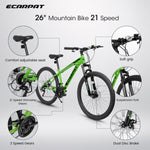 ZUN A2610 26 inch Mountain Bike 21 Speeds, Suspension Fork, Steel Frame Disc-Brake for Men Women Mens W709P172703