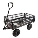 ZUN (Black double fence utility cart) Wagon Cart Garden cart trucks make it easier to transport firewood W22784159