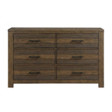 ZUN Bold Look Bedroom Antique Brown Finish 1pc Dresser of 6 Drawers Ball Bearing Glides Wooden B011P147699