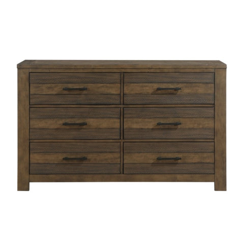 ZUN Bold Look Bedroom Antique Brown Finish 1pc Dresser of 6 Drawers Ball Bearing Glides Wooden B011P147699