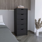 ZUN Basilea 5 Drawers Tall Dresser, Pull Out System -Black B20092124