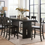 Distressed Walnut Counter Height Chair with Ladder Back B062P209259