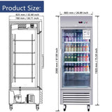 27"W Commercial Refrigerator Single Glass Door Stainless Steel Display Refrigerator 18.68 Cu.ft. N818P191850S