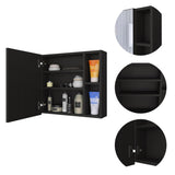 Oman Medicine Cabinet, Three Internal Shelves, Single Door, Two External Shelves -Black B20092104