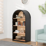4-Tier Black Arched Bookshelf, 43" Tall Arched Bookcase with Storage Shelves W3123P333683