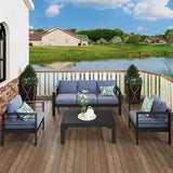 Patio Sofa Aluminum Outdoor Sofa with 3 Seats, All-Weather Metal Outdoor Couch with 5" Thick and B082P232961