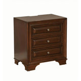 Brown Cherry Solid wood 1pc Nightstand Nickel Round Knob Transitional Style 3-Drawers Nightstand w B01149585