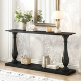 U_STYLE Vintage Sofa Table Console Table with Luxurious Pine Veneer and Elegance Vase-Leg Design,for N711P261924B