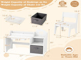 Kids Table and Chair Set with Storage Drawers House-Shaped Study Desk for Playroom Bedroom- White 77469189