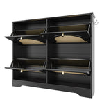 Mid-Century Narrow Design Tipping Bucket Shoe Cabinet with 4 Flip Drawers, Elegant Entryway Shoe N721P288701B