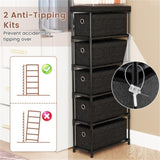 Modern Minimalist Chest of Drawers - 5 Drawers Countertop, Industrial Wood Top, Versatile as Side 52539284