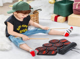 9-Pad Electric Drum Set for Beginners, MIDI USB Connection Dual Stereo Speakers BlackRed 24660023